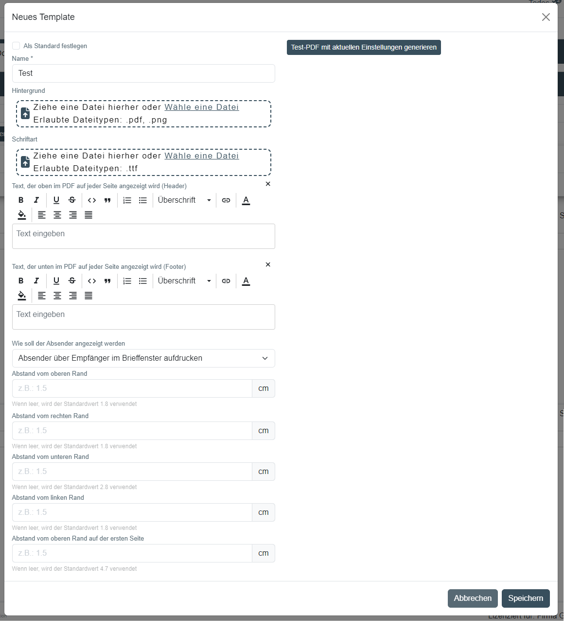 neues Template hinzufügen